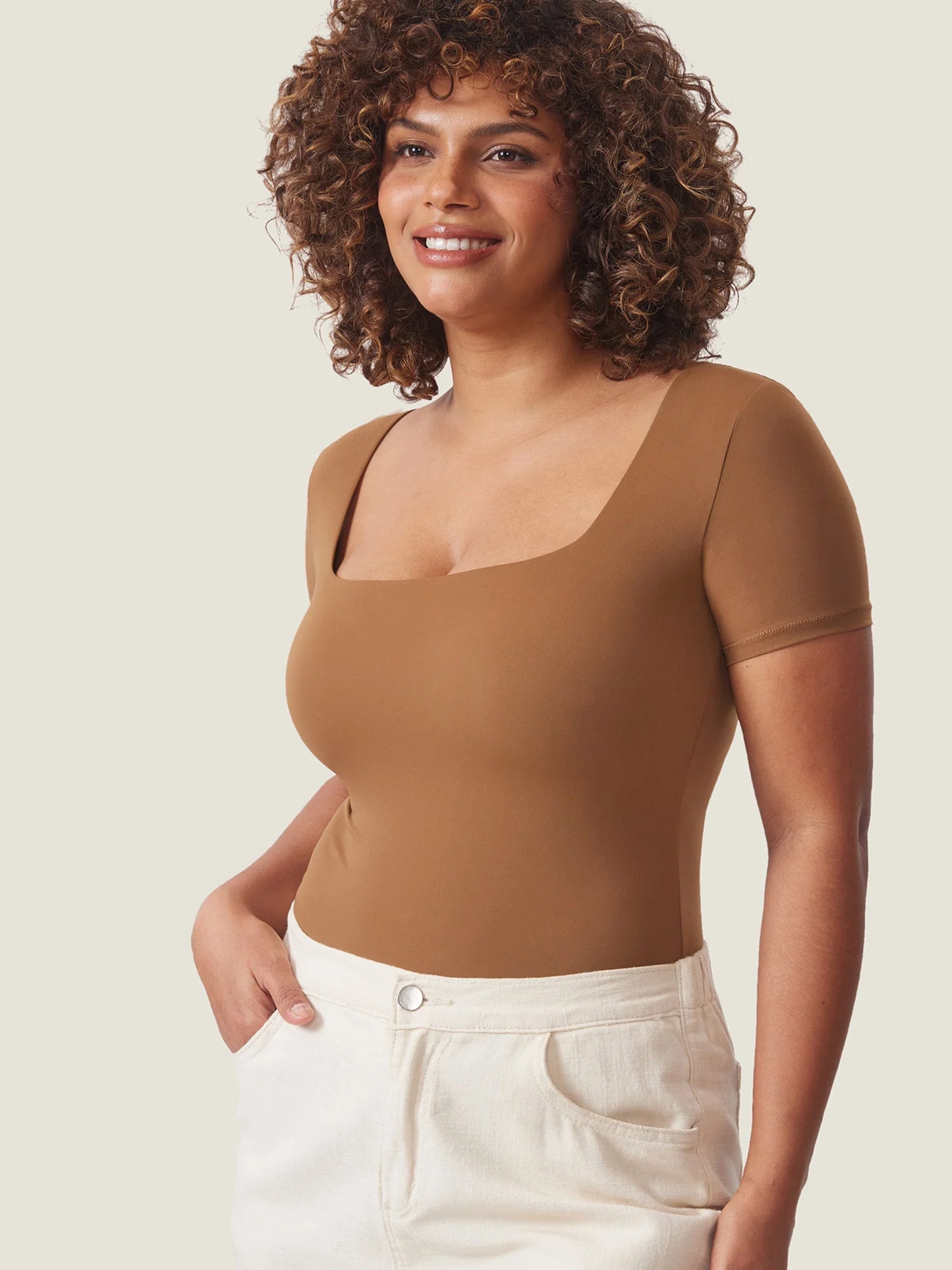Inbarely® Square Neck Short Sleeve Bodysuit