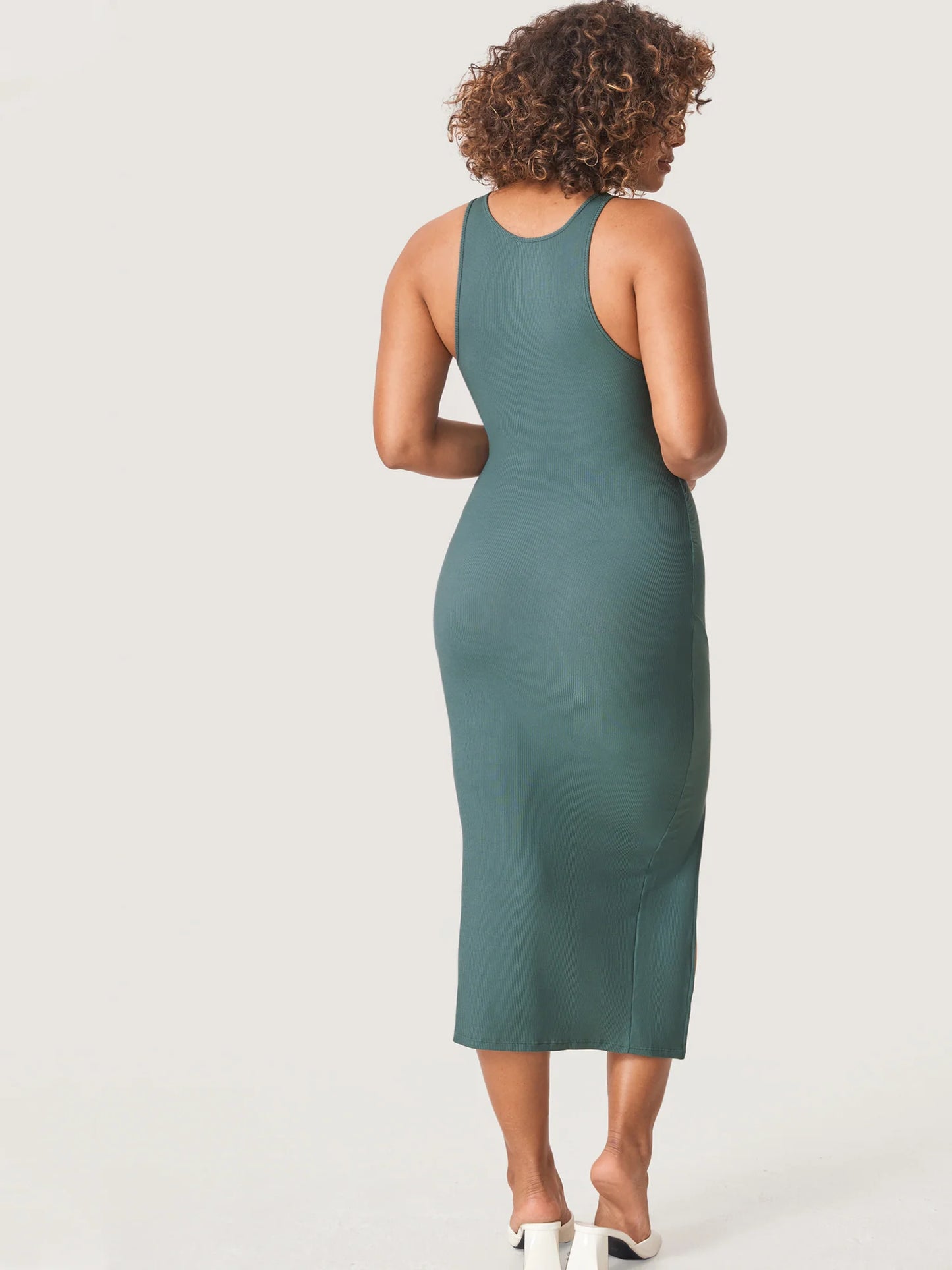 Halter Neck Ribbed Maternity Dress