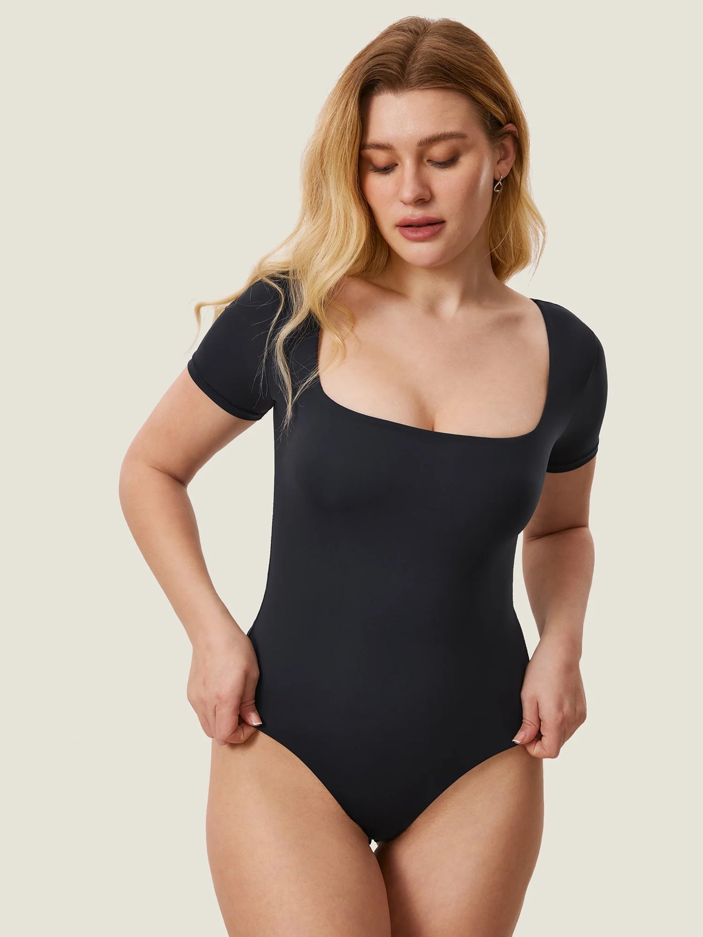 Inbarely® Square Neck Short Sleeve Bodysuit