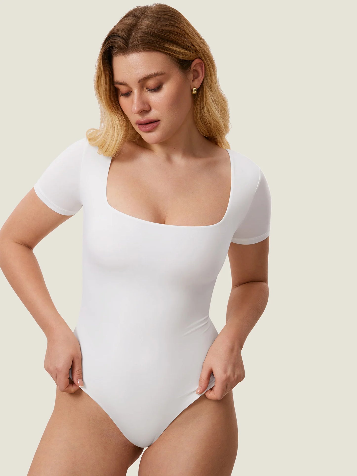 Inbarely® Square Neck Short Sleeve Bodysuit
