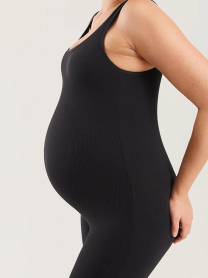 Ribbed Square Neck Maternity Romper