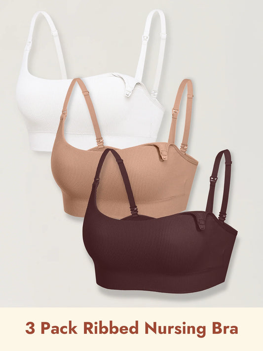 3 Pack Ribbed Nursing Bralette - 2