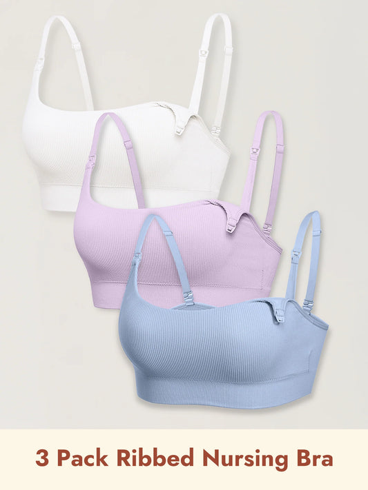 3 Pack Ribbed Nursing Bralette - 3