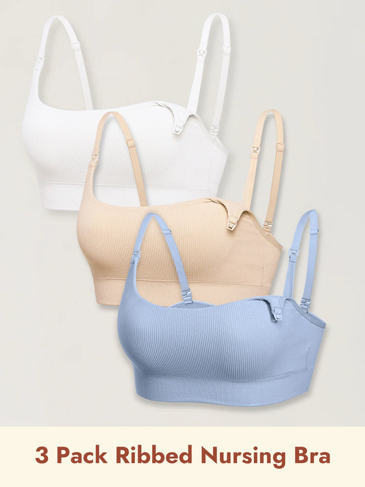 3 Pack Ribbed Nursing Bralette - 1