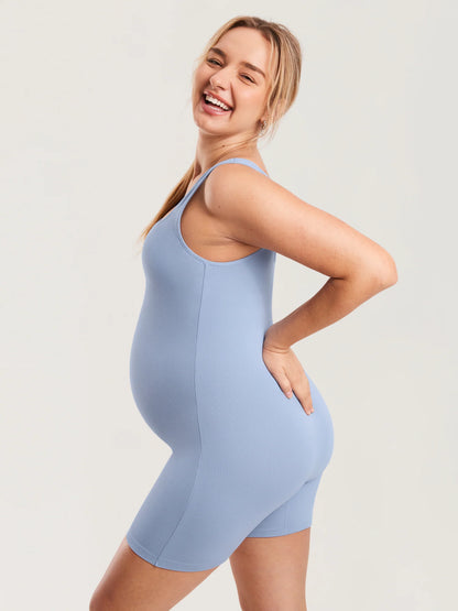 Ribbed Square Neck Maternity Romper