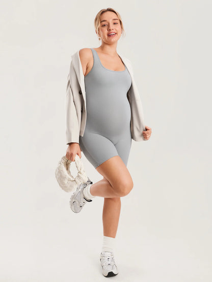 Ribbed Square Neck Maternity Romper