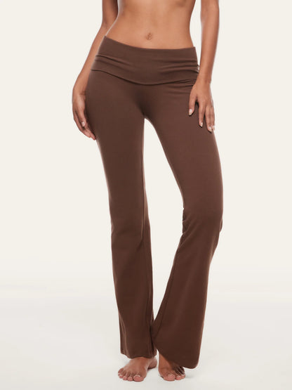 Basic Cotton Fold Over Flared Leggings