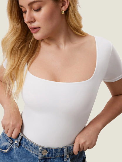 Inbarely® Square Neck Short Sleeve Bodysuit