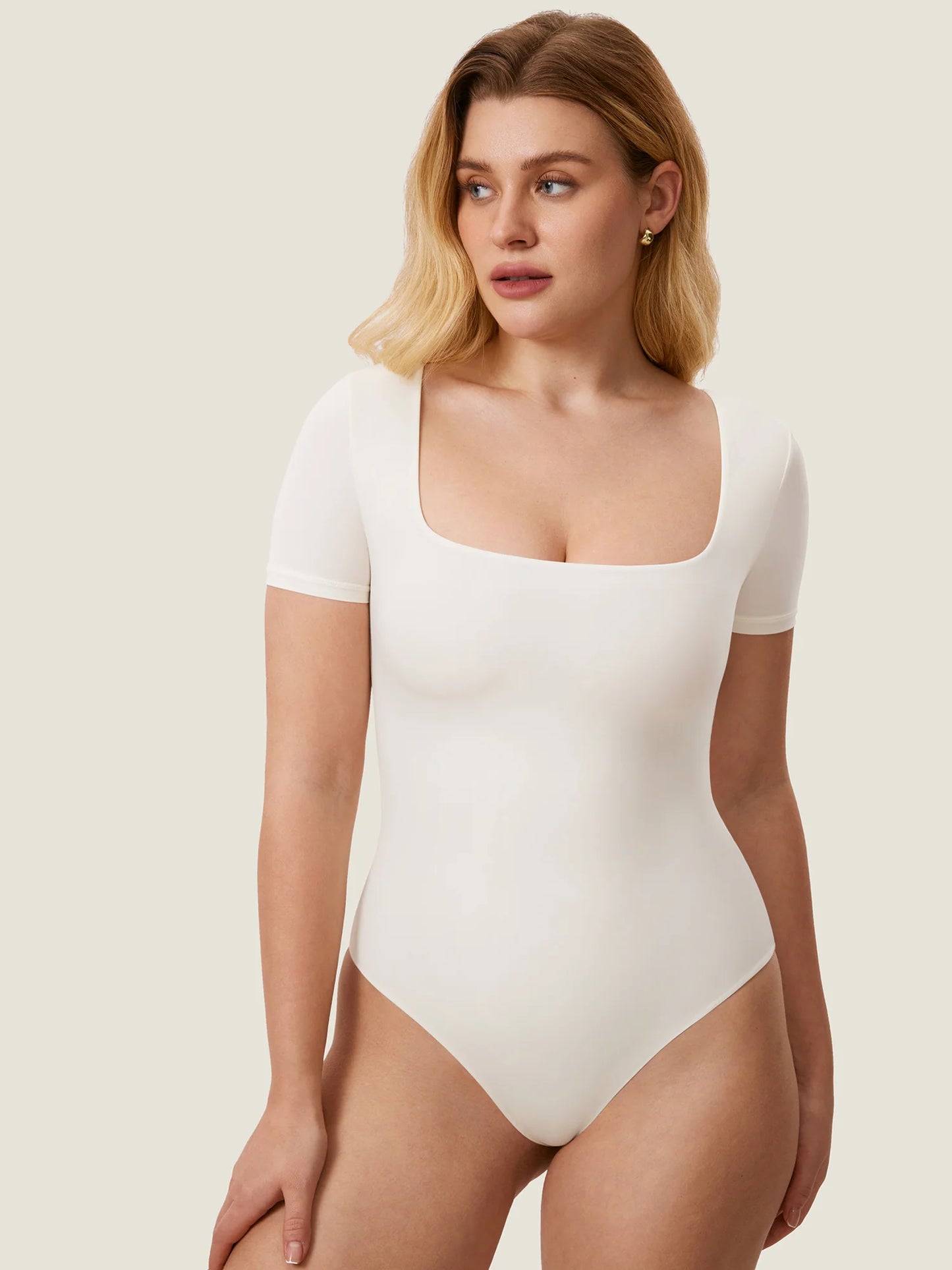 Inbarely® Square Neck Short Sleeve Bodysuit